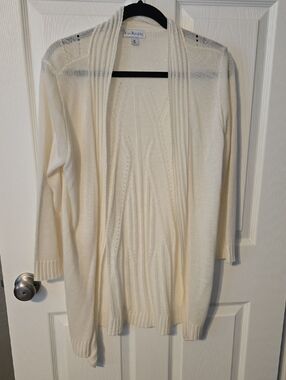 Kim Rogers  Ivory Open-Front Knit Cardigan